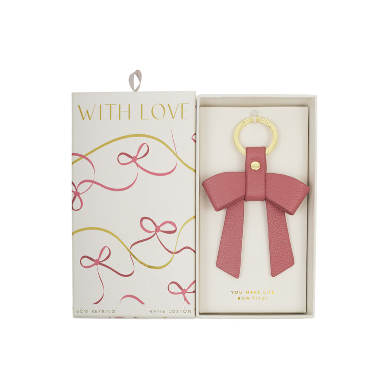 'You Make My Life Bow-Tiful' Gift Boxed Bow Keyring | Raspberry Pink