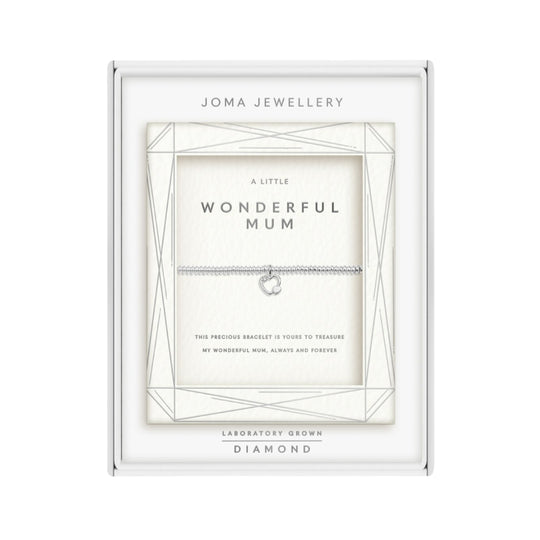 Laboratory Grown Diamond A Little 'Wonderful Mum' Bracelet | Silver Plated
