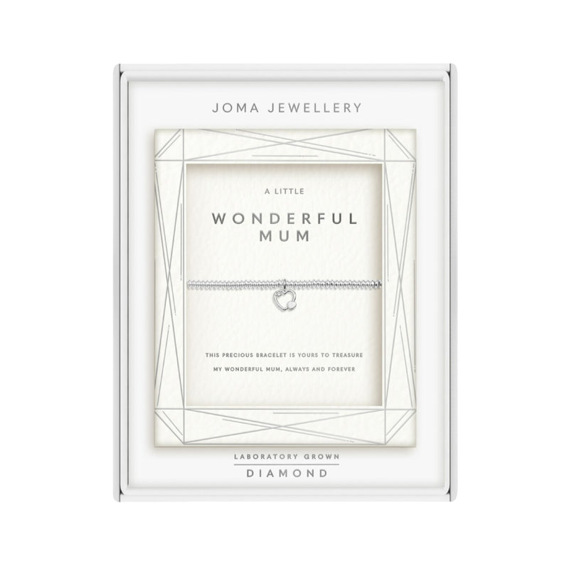 Laboratory Grown Diamond A Little 'Wonderful Mum' Bracelet | Silver Plated