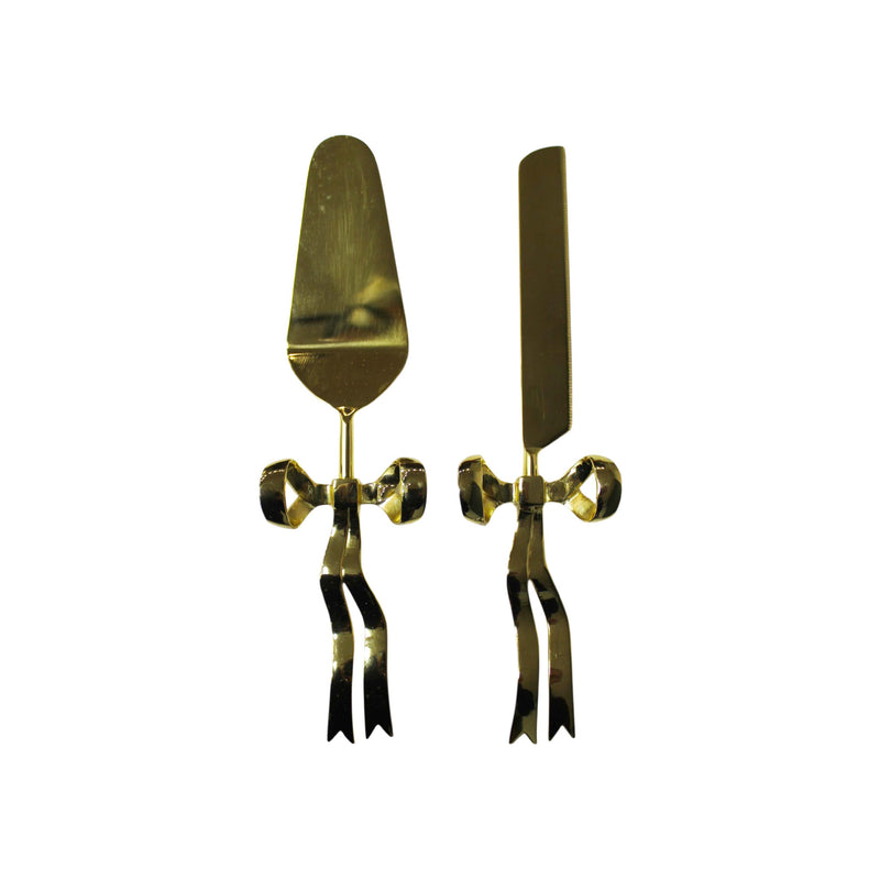 Bow Cake Knife Set | Gold Plated | 3 Piece
