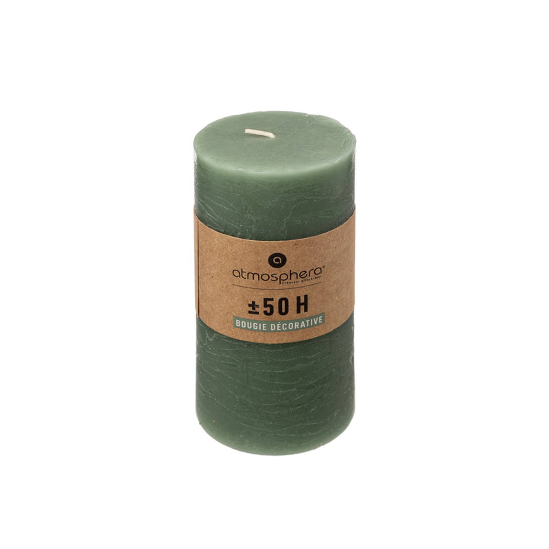 Rustic Pillar Candle | Eucalyptus Green | 14cm
