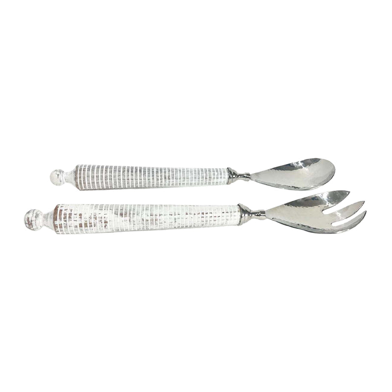 Stripe Salad Server Set | Mango Wood | 2 Piece