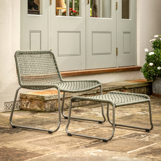 Outdoor Sassano Lounge Chair with Footstool | Green