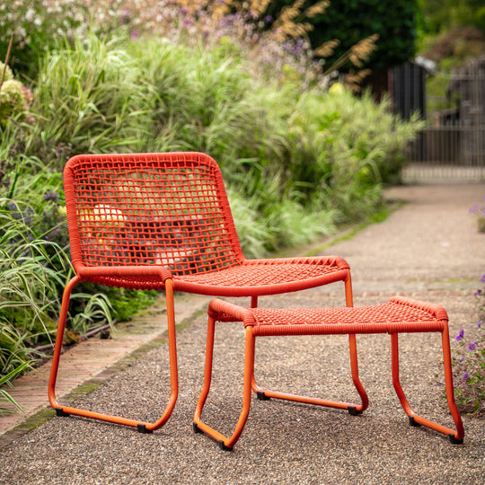 Outdoor Sassano Lounge Chair with Footstool | Orange