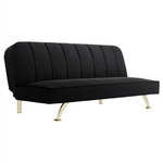 Burlington Velvet Sofa Bed | Black/Brushed Gold