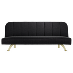 Burlington Velvet Sofa Bed | Black/Brushed Gold