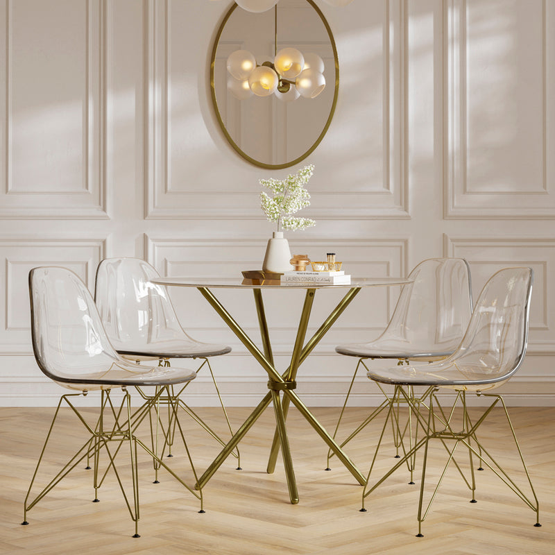 Casa Clear Glass Dining Table with Gold Legs