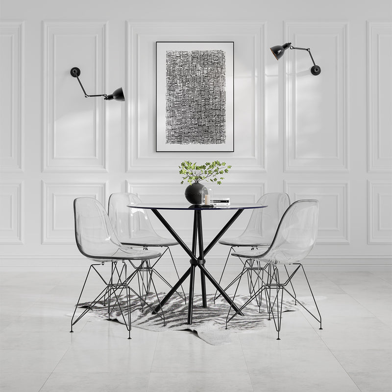 Casa Smoked Glass Dining Table with Black Legs