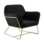 Charles Velvet Armchair | Black/Brushed Gold