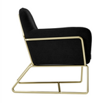 Charles Velvet Armchair | Black/Brushed Gold