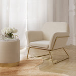 Charles Velvet Armchair | Cream/Brushed Gold