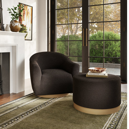 Daphne Boucle Swivel Chair | Black