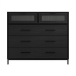 Edison Reeded 5 Drawer Chest | Matte Black