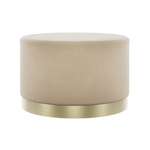 Lara Velvet Pouffe | Beige/Brushed Gold | Large