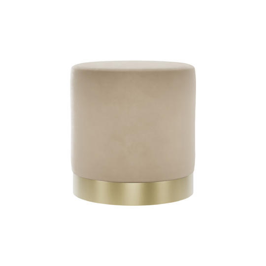 Lara Velvet Pouffe | Beige/Brushed Gold | Small