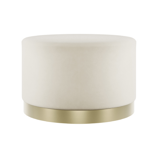Lara Velvet Pouffe | Cream/Brushed Gold | Large