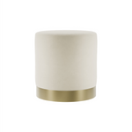 Lara Velvet Pouffe | Cream/Brushed Gold | Small