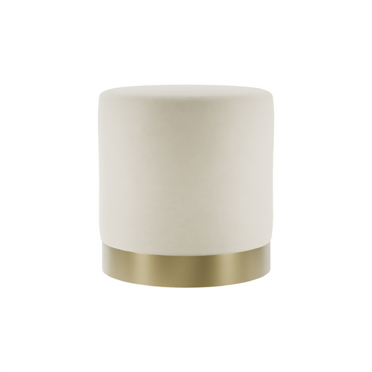Lara Velvet Pouffe | Cream/Brushed Gold | Small