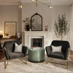 Lara Velvet Pouffe | Sage/Matte Black | Large