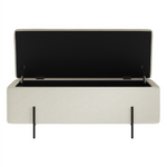 Lola Boucle Storage Ottoman | Ivory/Matt Black