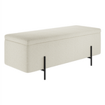 Lola Boucle Storage Ottoman | Ivory/Matt Black