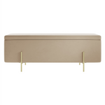 Lola Velvet Storage Ottoman | Beige/Brushed Gold