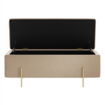 Lola Velvet Storage Ottoman | Beige/Brushed Gold