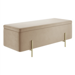 Lola Velvet Storage Ottoman | Beige/Brushed Gold