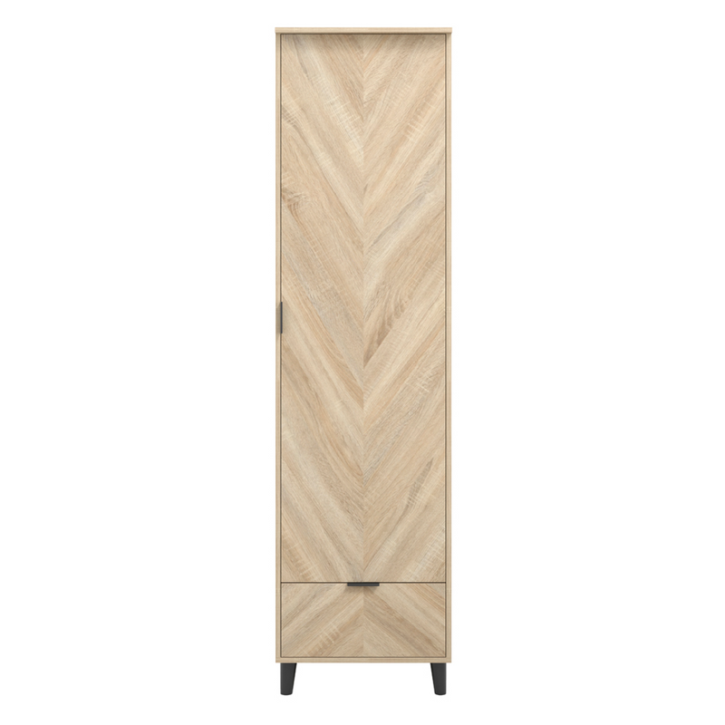 Stockholm Chevron 1 Door Wardrobe | Natural/Black