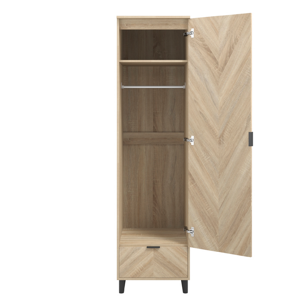 LPD | Stockholm Chevron 1 Door Wardrobe - Natural/Black – About Living