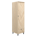 Stockholm Chevron 1 Door Wardrobe | Natural/Black