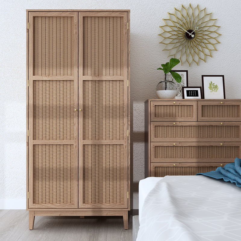 Bordeaux 2 Door Rattan Wardrobe | Natural