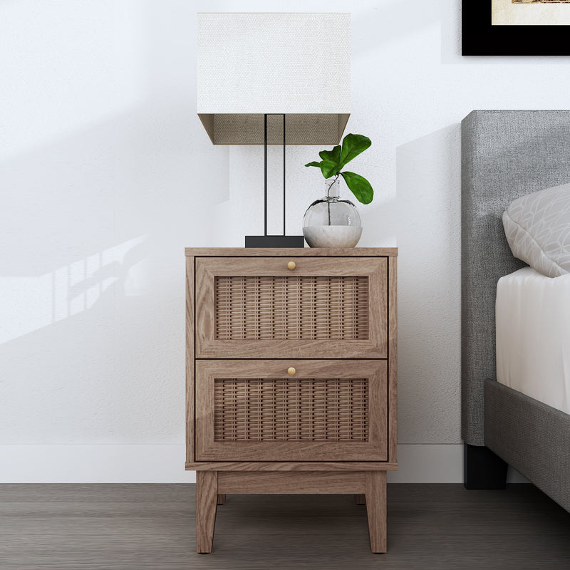 Bordeaux 2 Drawer Rattan Bedside Cabinet | Natural