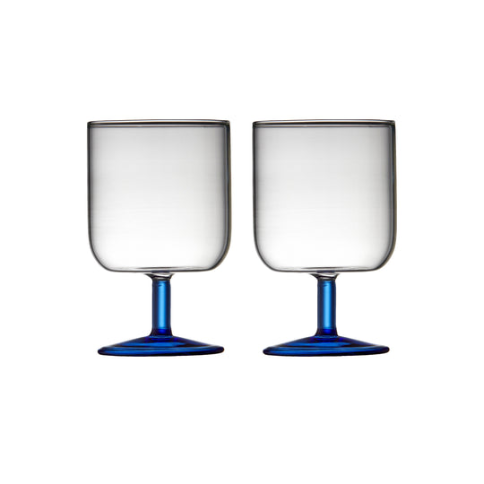 Torino Wine Glasses | Clear/Blue | Set of 2