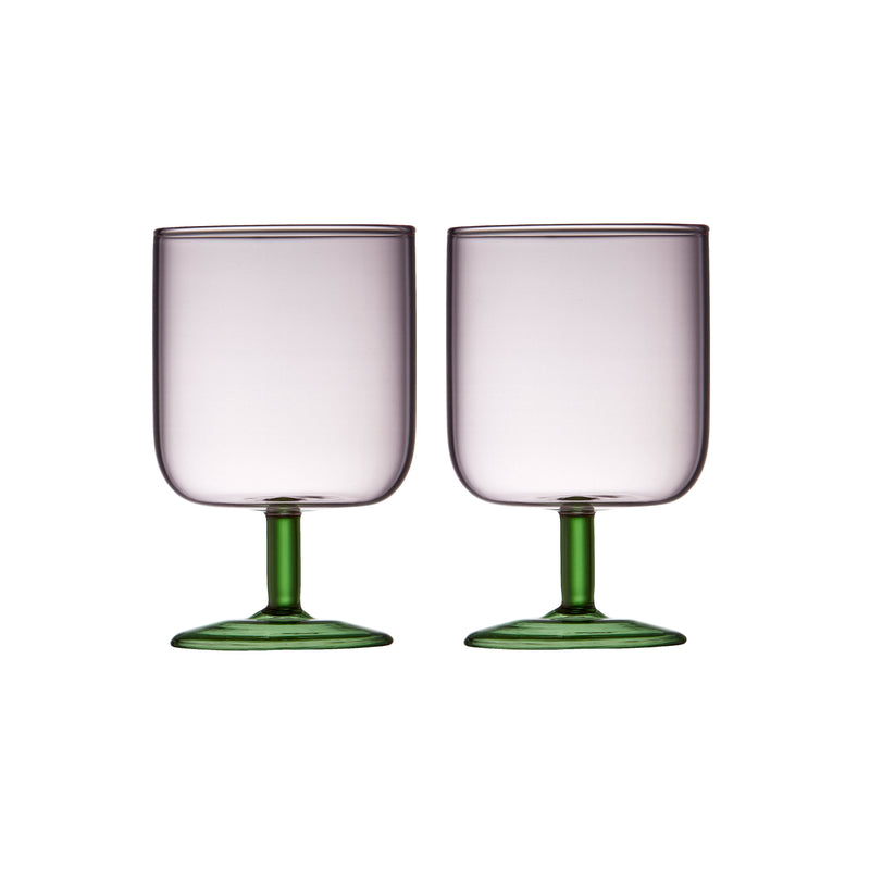 Torino Wine Glasses | Pink/Green | Set of 2