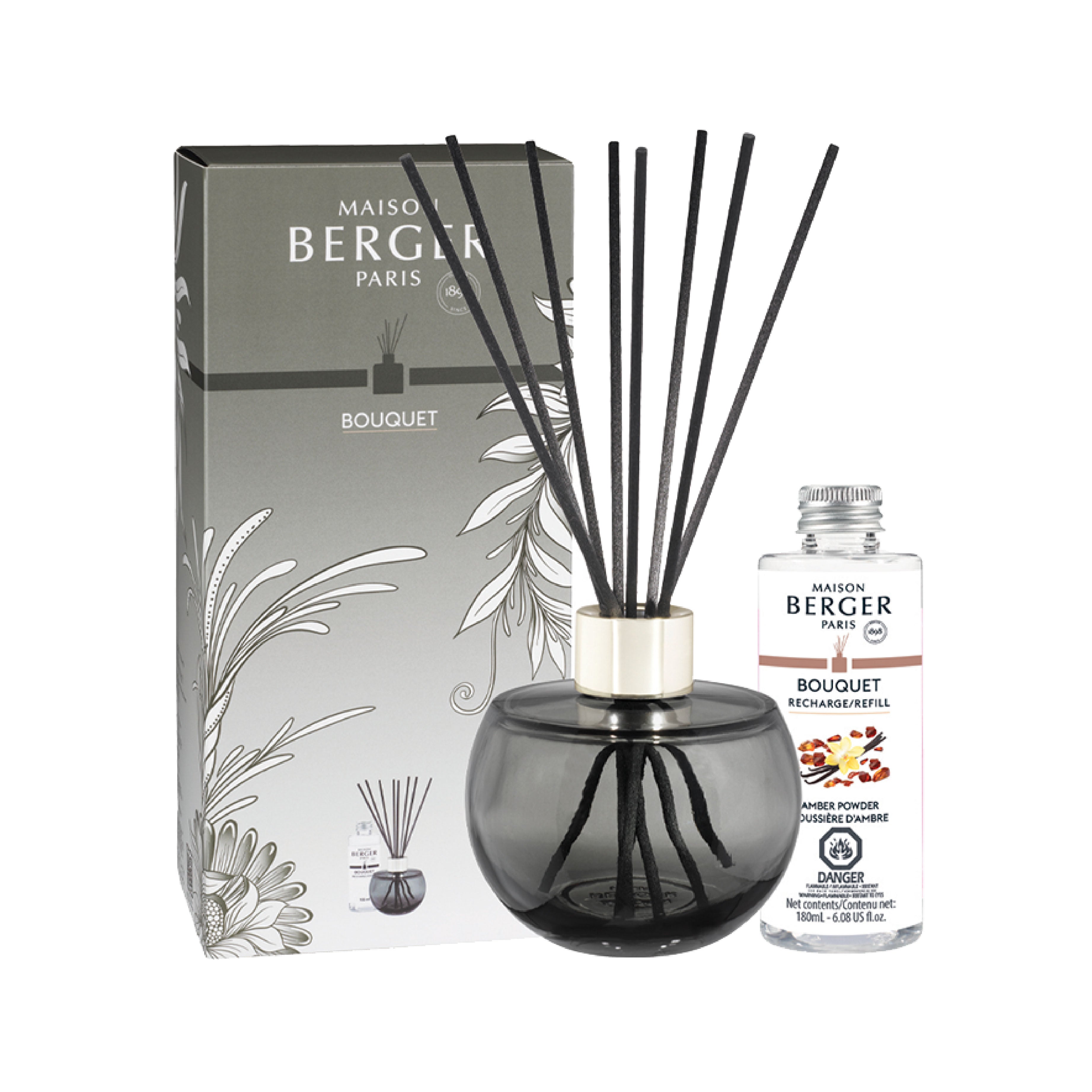 Maison Berger Paris Holly Moss Grey Bouquet Reed Diffuser Set - Amber ...