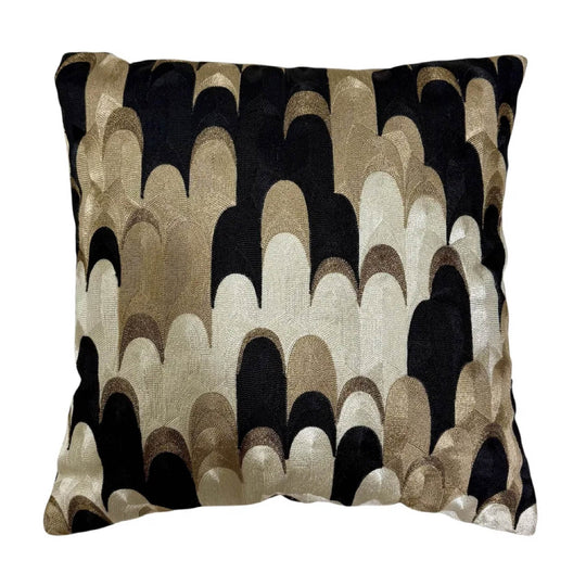 Taormi Art Deco Cushion | Black/Gold/Taupe | 45cm