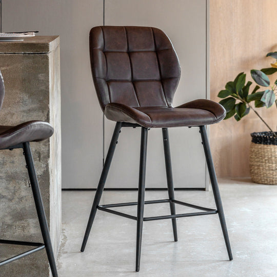 Manford Mid-Century Modern Stools | Brown | Set of 2