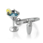 Cocktail Glass & Shaker Keyring | Silver