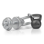 Dumbbell & Weights Gym Keyring | Silver & Black