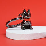 French Bulldog with Bow Tie Keyring | Black & Red