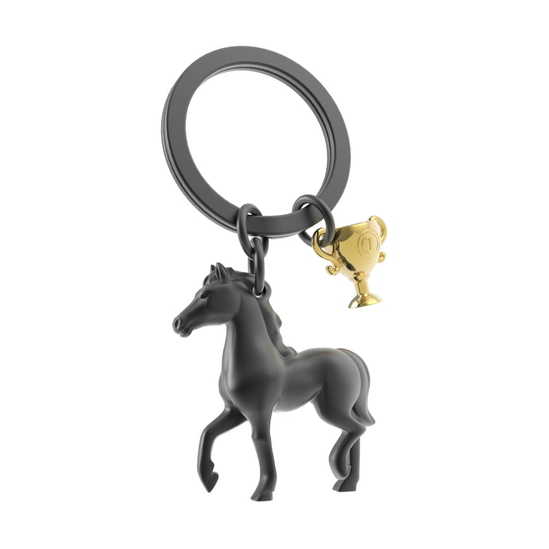 Horse & Trophy Keyring | Black & Gold