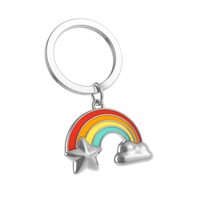 Rainbow with Cloud & Star Keyring | Bright