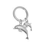 Dolphin & Baby Keyring | Silver