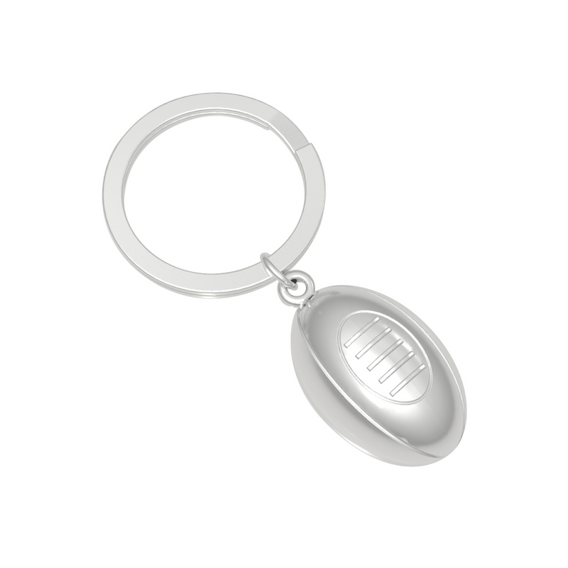Rugby Ball Keyring | Silver