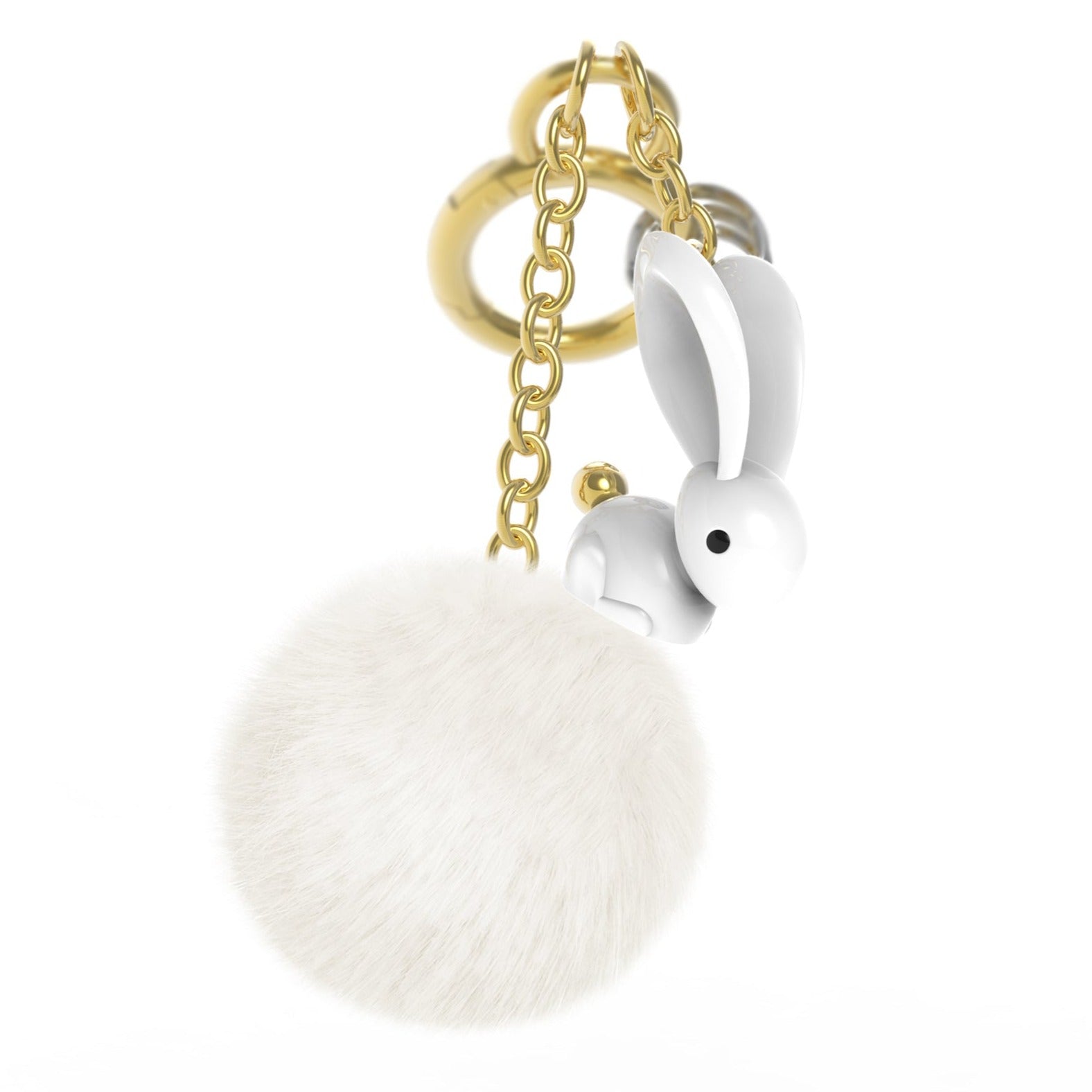 Buy Metalmorphose Bunny with Pom Pom Charm Keyring White Gold