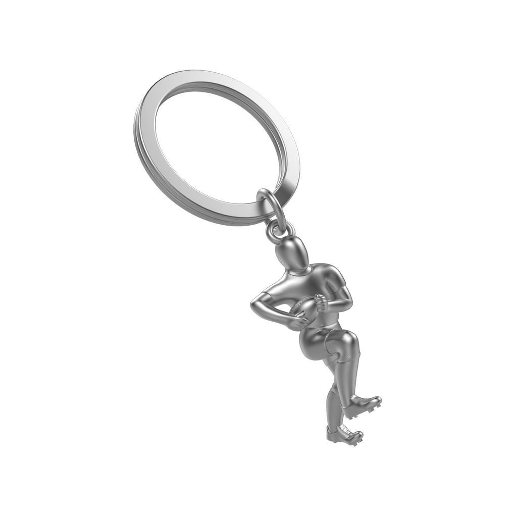 Buy Metalmorphose Matt Chrome Rugby Player Keyring | About Living