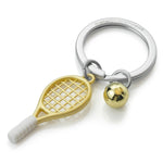 Tennis Racket & Ball Keyring | Gold & White