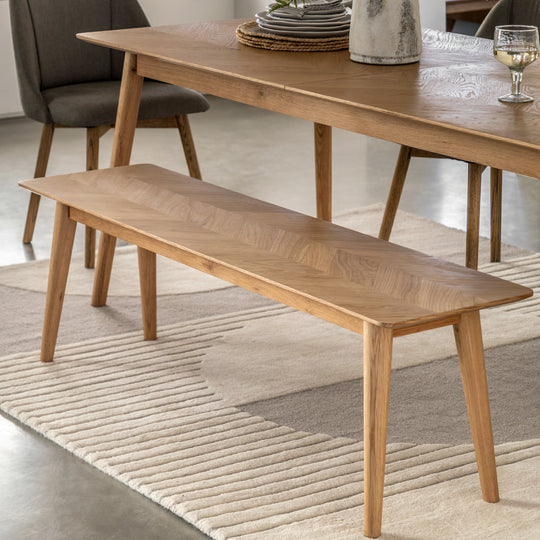 Milano Chevron Dining Bench | Oak