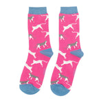 Women's Cat Print Socks | Bamboo | Hot Pink
